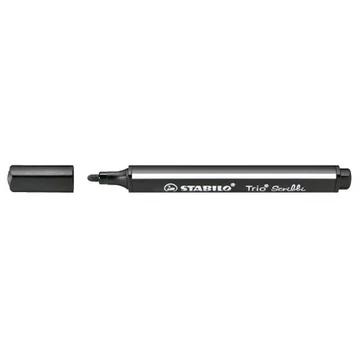 Filctoll, 1,5-2 mm, rugós hegy, STABILO "Trio Scribbi", fekete