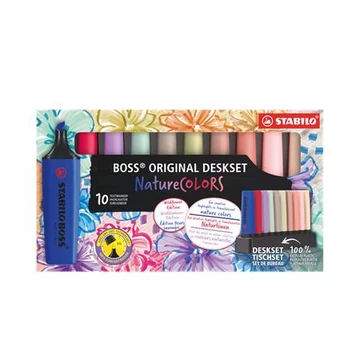 Szövegkiemelő készlet, 2-5 mm, STABILO "BOSS original NatureCOLORS Wildflowers", 10 különböző szín