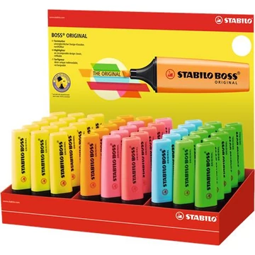 Szövegkiemelő display, 2-5mm, STABILO "BOSS", vegyes színek, 45db/disp