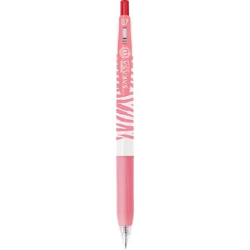 Zseléstoll, 0,33 mm, nyomógombos, csíkos test, ZEBRA "Sarasa Clip Pastel", pasztellpiros
