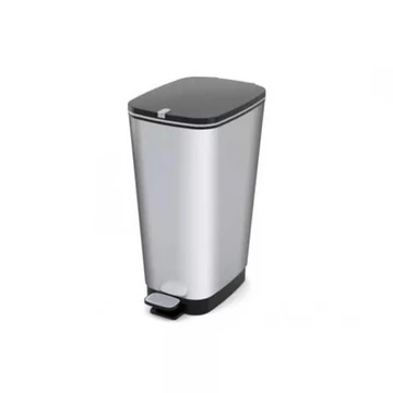 Pedálos szemetes, fémhatású, 45 l, CURVER "Chic", ezüst