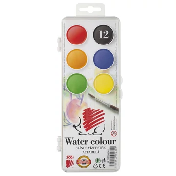 Vízfesték, 12 darabos, 30 mm, ICO "Süni"