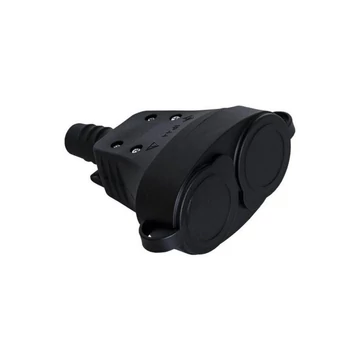 DUO SOCKET 250V 16A Gumírozott 2-es földelt dugalj Fekete