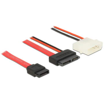DeLock Cable SATA 6 Gb/s 7 pin receptacle + 4 pin power plug (5 V) gt; Slim SATA 13 pin receptacle 50cm