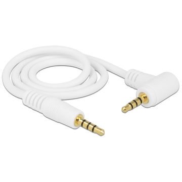 DeLock Cable Stereo Jack 3.5 mm 4 pin male gt; male angled 0,5m white