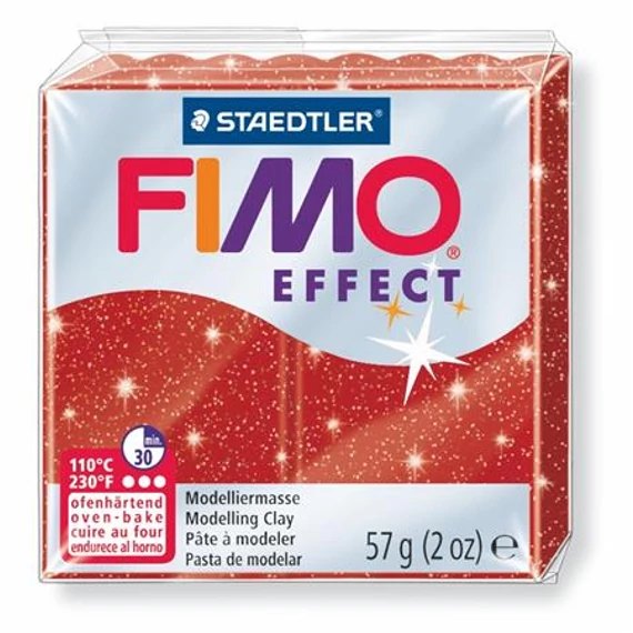 Gyurma, 56 g, égethető, FIMO "Effect", csillámos piros