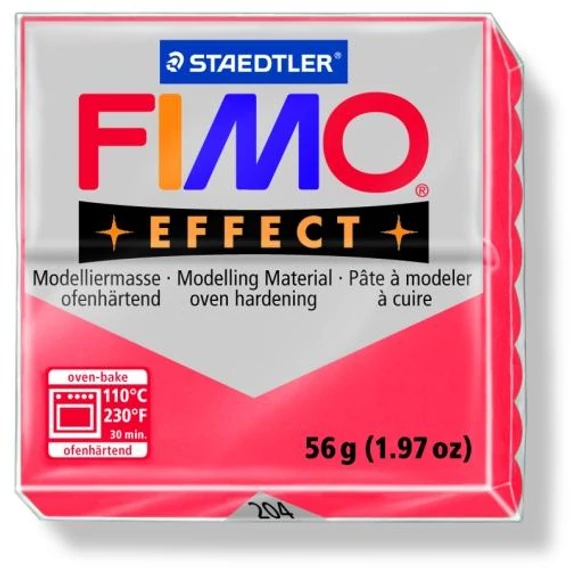 Gyurma, 57 g, égethető, FIMO "Effect", áttetsző piros