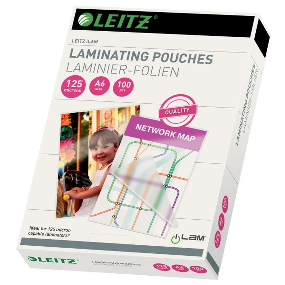 Meleglamináló fólia, 125mikron, A6, fényes, LEITZ 