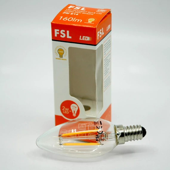 LED FILAMENT C35 E14 4W 2700K gyertya fényforrás