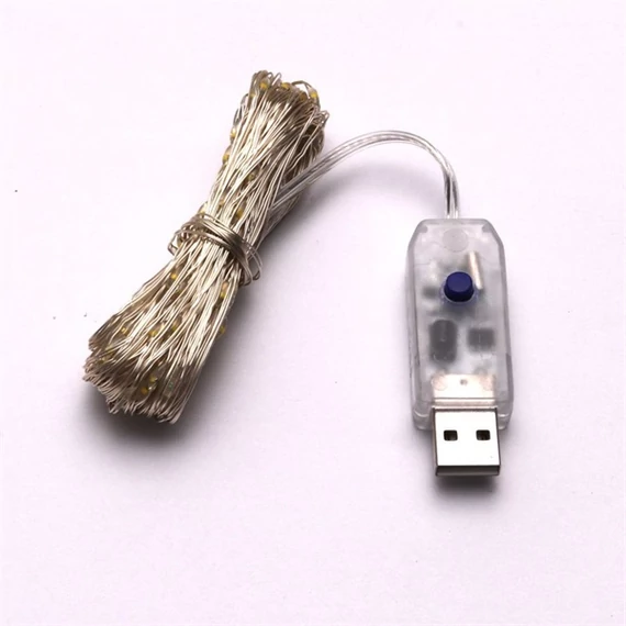 Iris 8 programos 10m/távirányítós/meleg fehér/100db LED-es/USB-s fénydekoráció