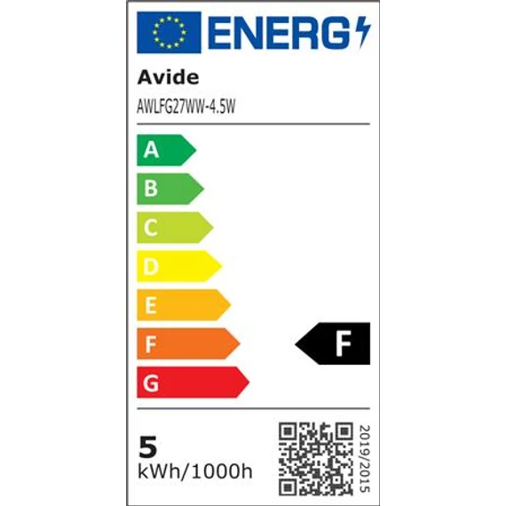 LED izzó, filament, E27, gömb, A60, 4,5W, 470lm, 2700K, AVIDE
