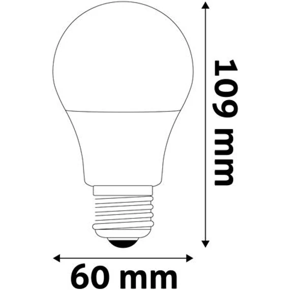 LED izzó, E27, gömb, A60, 9,5W, 1055lm, 3000K, AVIDE