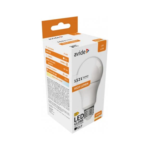 LED izzó, E27, gömb, A60, 13W, 1521lm, 4000K, AVIDE