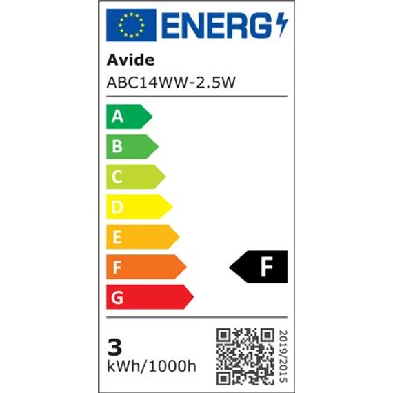 LED izzó, E14, gyertya, 2,5W, 250lm, 3000K, AVIDE