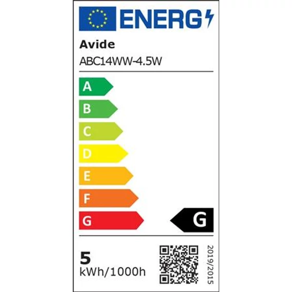 LED izzó, E14, gyertya, 4,5W, 470lm, 3000K, AVIDE