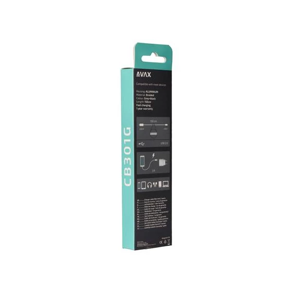 Töltőkábel, USB-A - USB-C, 1,5 m, AVAX 