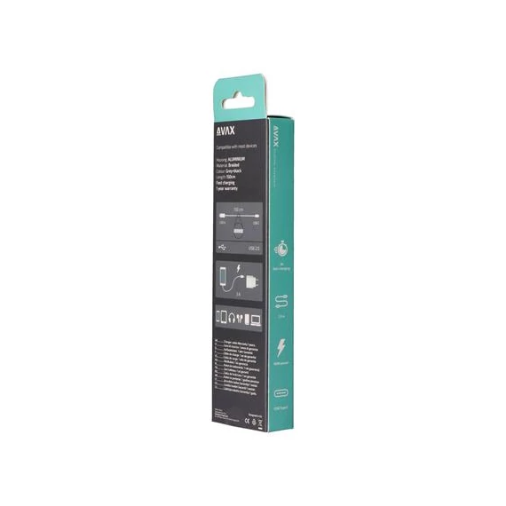 Töltőkábel, USB-A - USB-C, 1,5 m, AVAX 