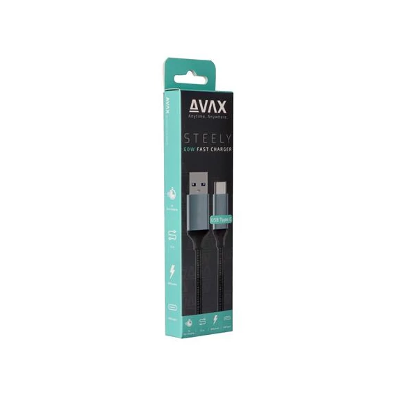 Töltőkábel, USB-A - USB-C, 1,5 m, AVAX 