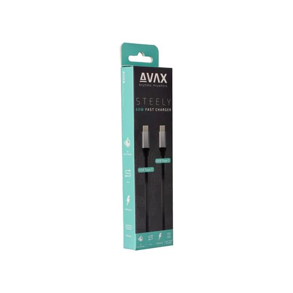 Töltőkábel, USB-C - USB-C, 60W, 1,5 m, AVAX 