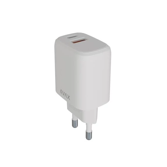 Hálózati töltő, USB-A + USB-C, 12W, AVAX 