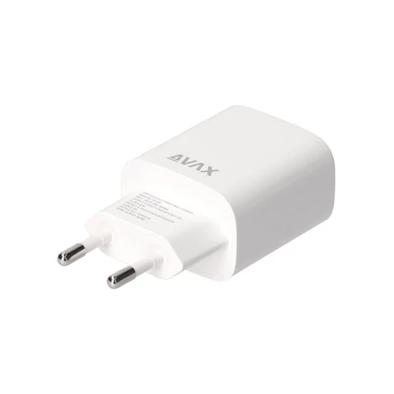 Hálózati töltő, USB-A + USB-C, 20W, AVAX 