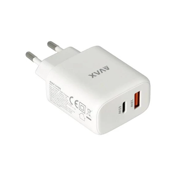 Hálózati töltő, GaN, USB-A + USB-C, AVAX 