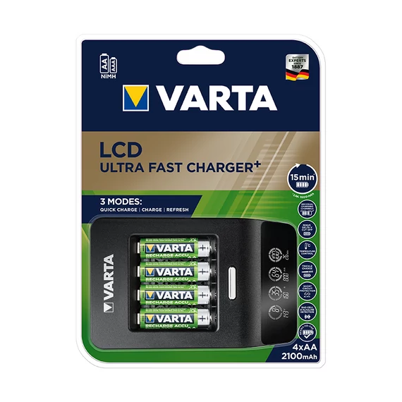 Varta 57685101441 LCD Ultra Fast Charger/4db AA 2100mAh akku/akku töltő