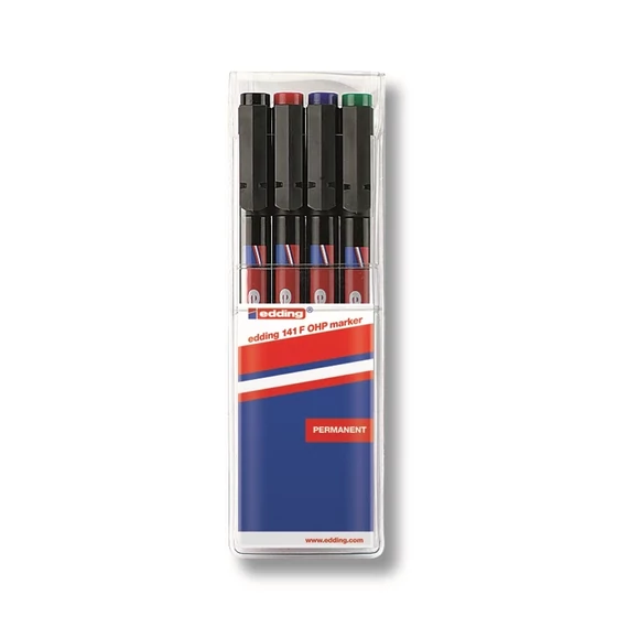 Alkoholos marker készlet, OHP, 0,6 mm, EDDING "141 F", 4 különböző szín