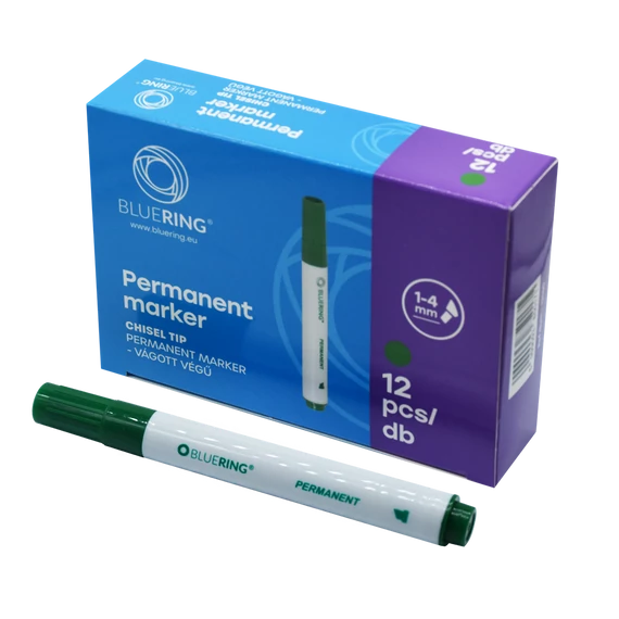 Permanent marker 1-4mm, vágott végű Bluering® zöld
