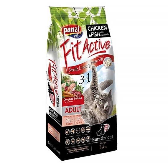 Állateledel száraz PANZI FitActive 3IN1 felnőtt macskáknak 1,5kg