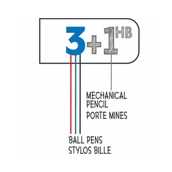 Golyóstoll, háromszínű, nyomósirónnal egyben, BIC 