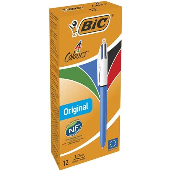 Golyóstoll, 0,32 mm, nyomógombos, négyszínű, BIC 