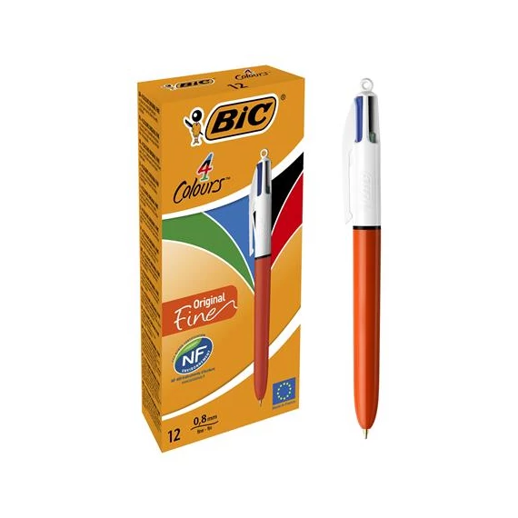 Golyóstoll, 0,3 mm, nyomógombos, négyszínű, BIC 