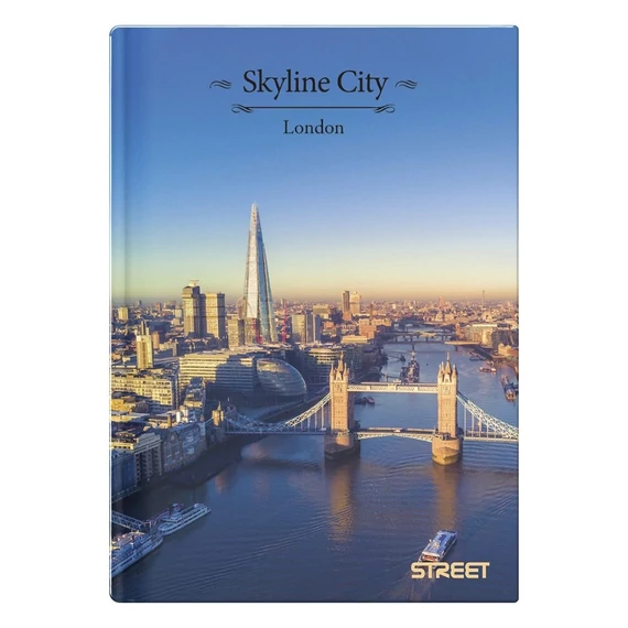 Beírókönyv vonalas STREET A/5 96 lapos Skyline keményfedelű vegyes mintákkal