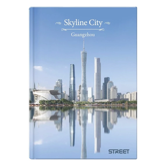 Beírókönyv vonalas STREET A/5 96 lapos Skyline keményfedelű vegyes mintákkal