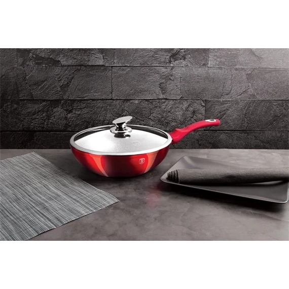 Berlinger Haus BH/1265N Metallic Line Burgundy Edition 28 cm fedővel, wok