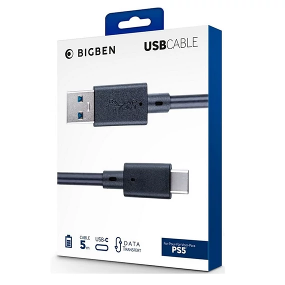 Bigben Interactive PS5 USB-C Charging and Data Cable 5m Black
