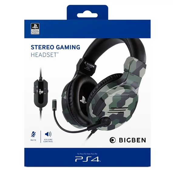 BigBen V3 PS4/PC sztereo zöld gamer headset