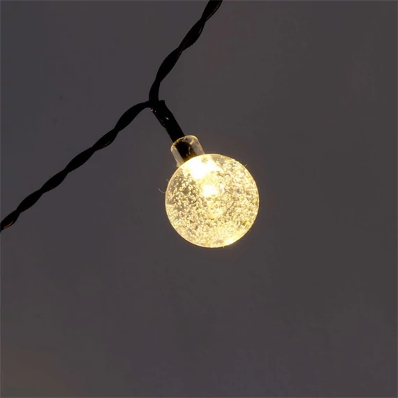 Iris Buborékgömb alakú 23mm/8 programos/6,5m/IPX3 szabványos/meleg fehér/30db LED-es/napelemes fénydekoráció