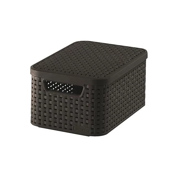 Rattan hatású kosár tetővel, 6l, barna, CURVER, 