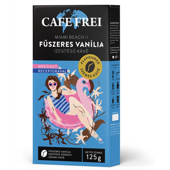 Kávé, pörkölt, szemes, 125 g, CAFE FREI "Miami vanília" fahéjjal és szerecsendióval