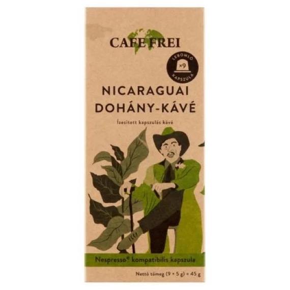 Kávékapszula, 9 db, CAFE FREI "Nicaraguai dohány"