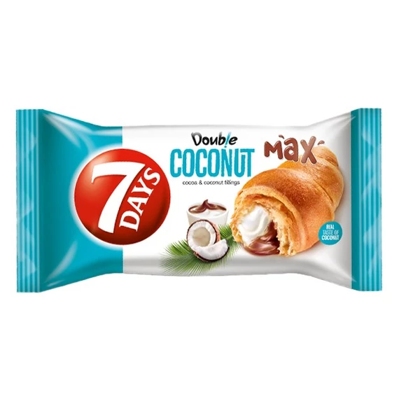 Croissant 7DAYS Double kakaós és kókuszos töltelékkel 80 g