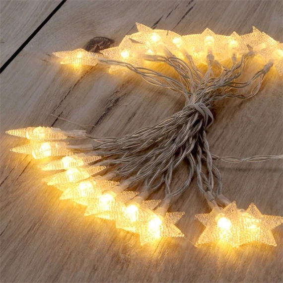 Iris Csillag alakú fix fényű/3m/meleg fehér/20db LED-es/3xAA elemes fénydekoráció