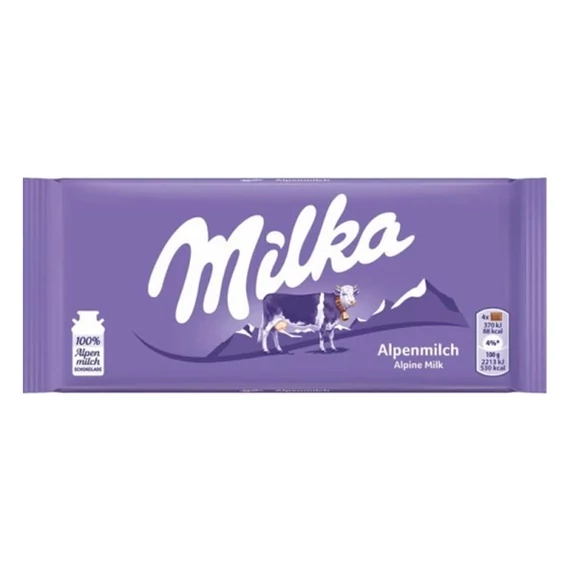 Táblás csokoládé, 100 g, MILKA, alpesi tej