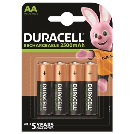 Tölthető elem, AA ceruza, 4x2500 mAh, DURACELL