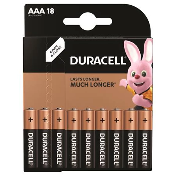 Elem, AAA mikro, 18 db, DURACELL "Basic"