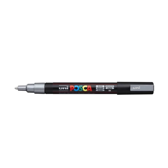 Dekormarker, 0,9-1,3 mm, UNI "Posca PC-3M", ezüst