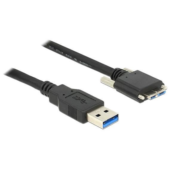 Delock Kábel - 83598 (USB-A 3.0 -gt; USB Micro-B 3.0, Max.: 5Gb/s, csavarokkal ellátott, 2m)