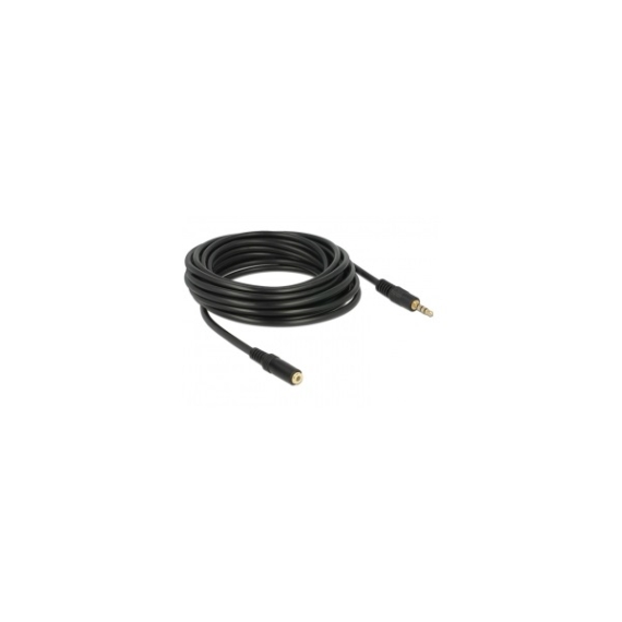 Delock Kábel - 84669 (3,5 mm Jack Hosszabbító kábel, apa/anya, iPhone 4 pin, fekete, 5m)
